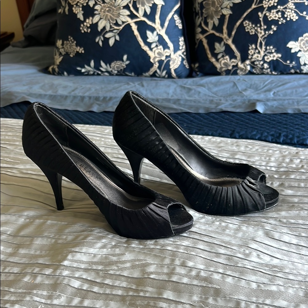Elegant Black Peep-Toe Heels
